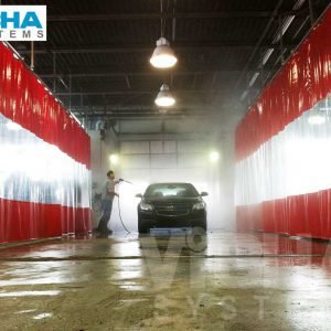 wash bay curtains, garage curtains, car detailing curtains, water wash curtains, curtains for car service, curtains for car wash area, curtains for car detailing area, wash bay screens, car wash area screens, auto body shop curtains, wash down curtains, curtain walls, garage dividers, garage partition curtains