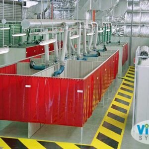 Welding booth strip curtains